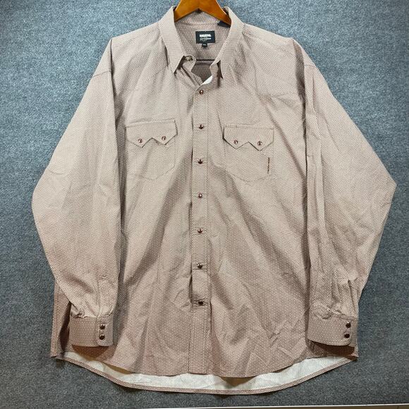 Resistol Rodeo Gear Pearl Snap Shirt Men's XXL Beige Geometric Allover Sawtooth - Picture 1 of 13